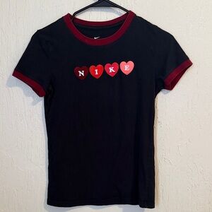 Nike Black Tee with Red Heart Accents